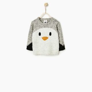 Áo len Zara xuất dư xịn hình chim cánh cụt lông cừu