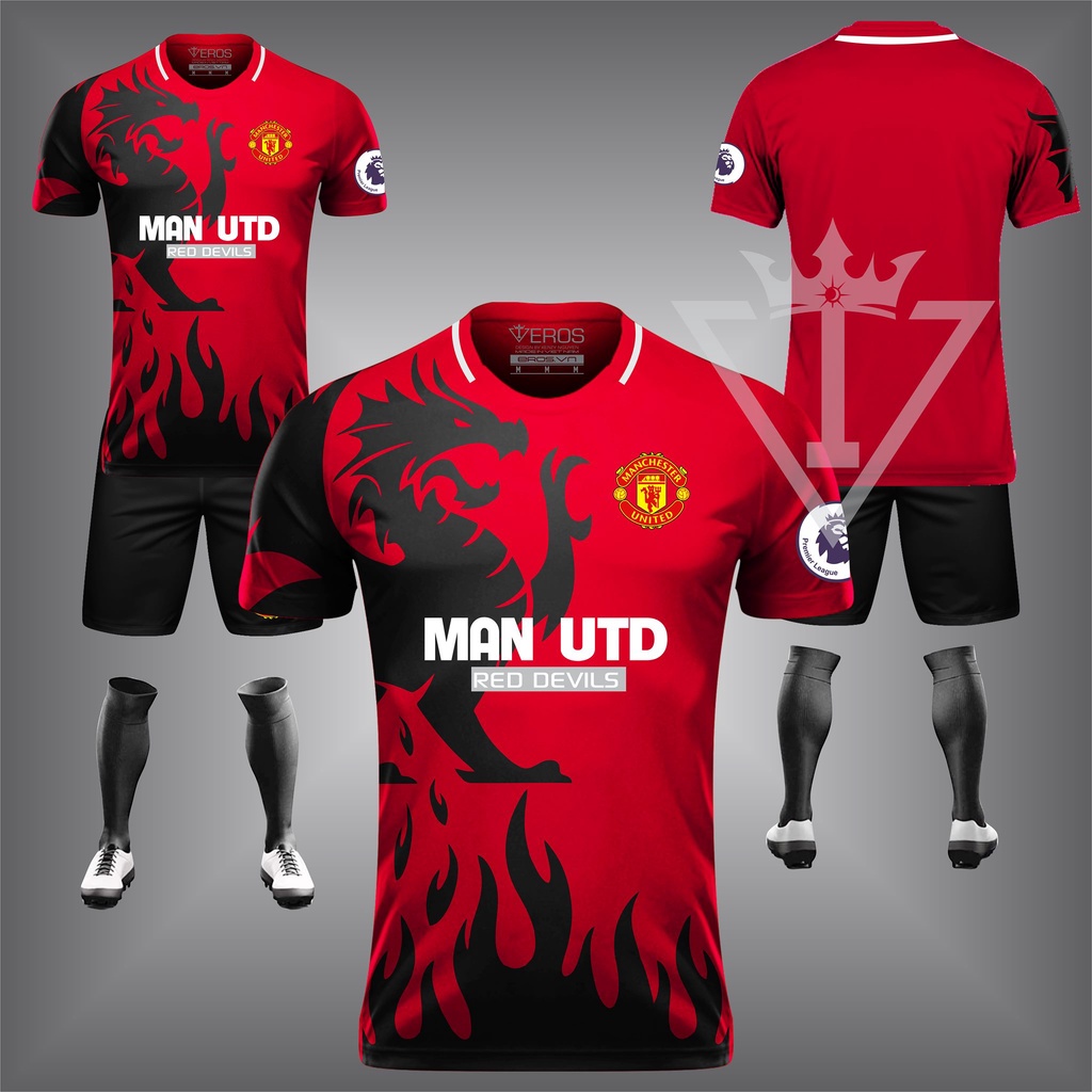 Áo đấu câu lạc bộ Manchester Uniteđ màu đỏ đen thiết kế thun lạnh cao cấp - Miễn phí in khi đặt đội