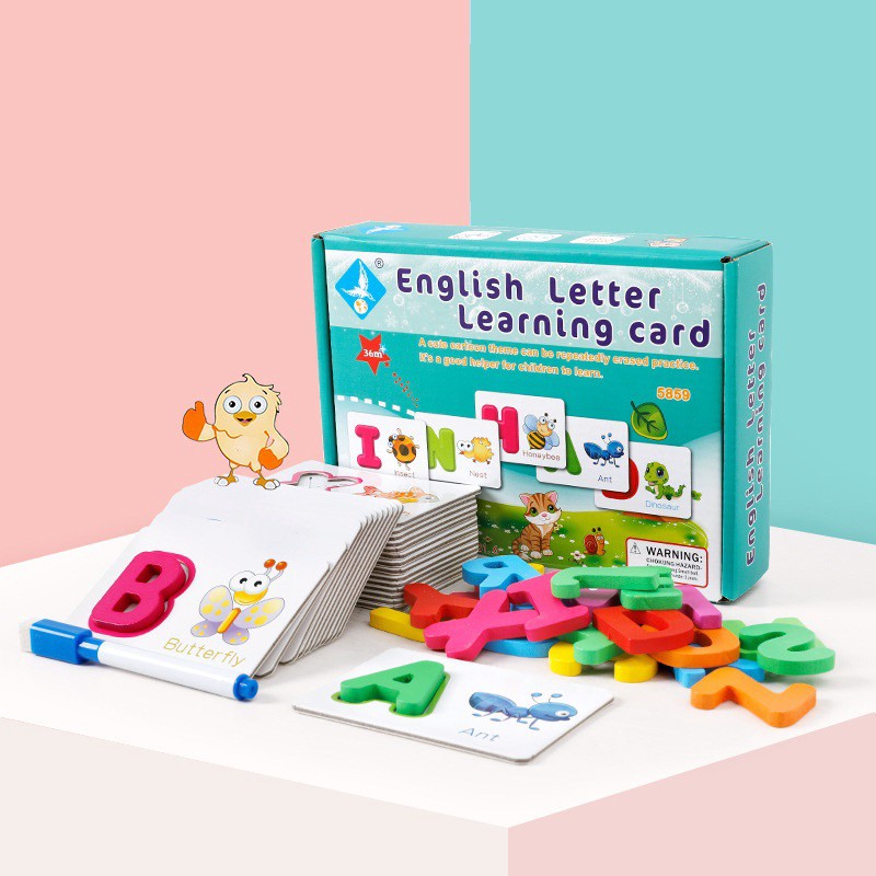 Jabi Toys - Bộ Thẻ Flash Card Gỗ Học Chữ Cái Tiếng Anh Cho Bé