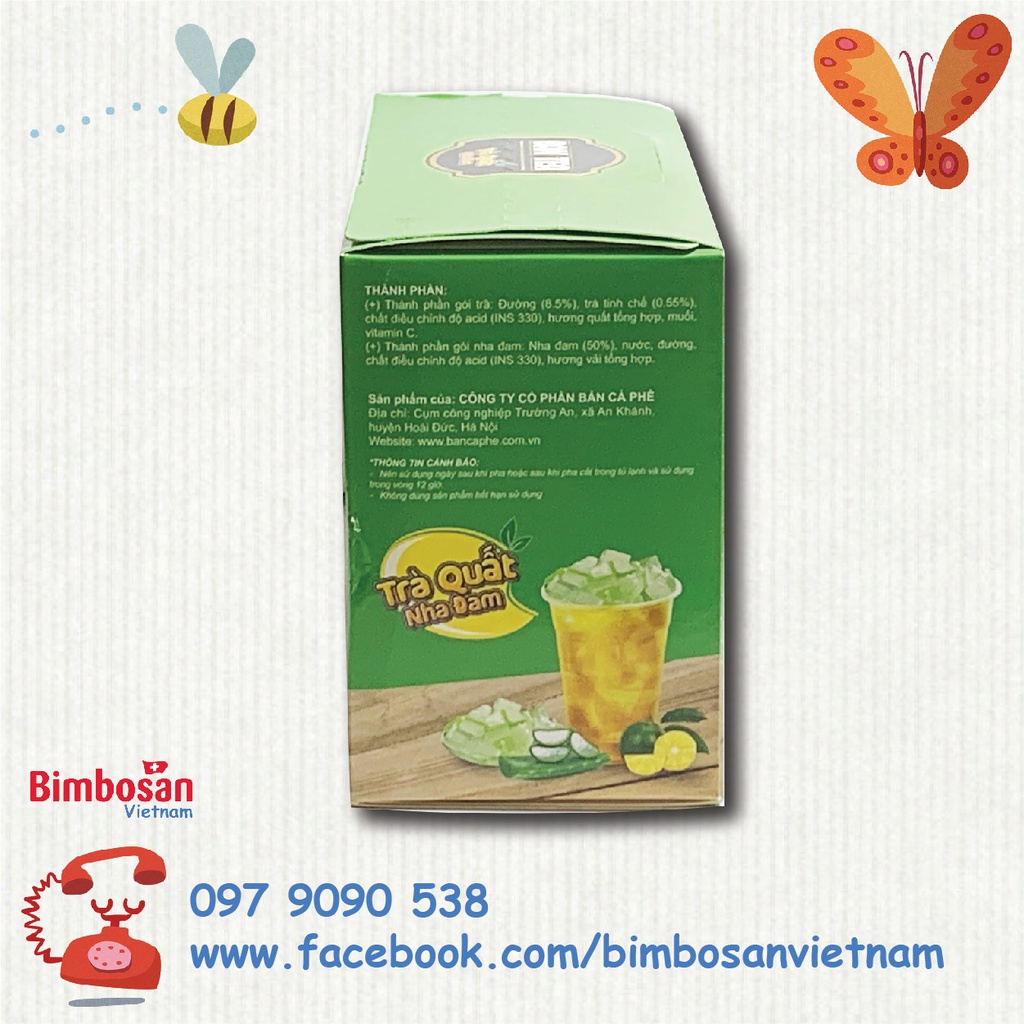Trà Quất hòa tan kèm thạch Nha Đam Bản Tea hộp 5 set 270g