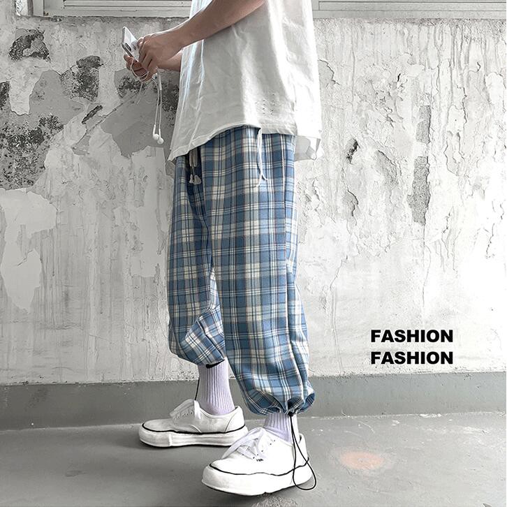 Quần Dài Nam Ca Rô Ống Đứng Thời Trang Hàn