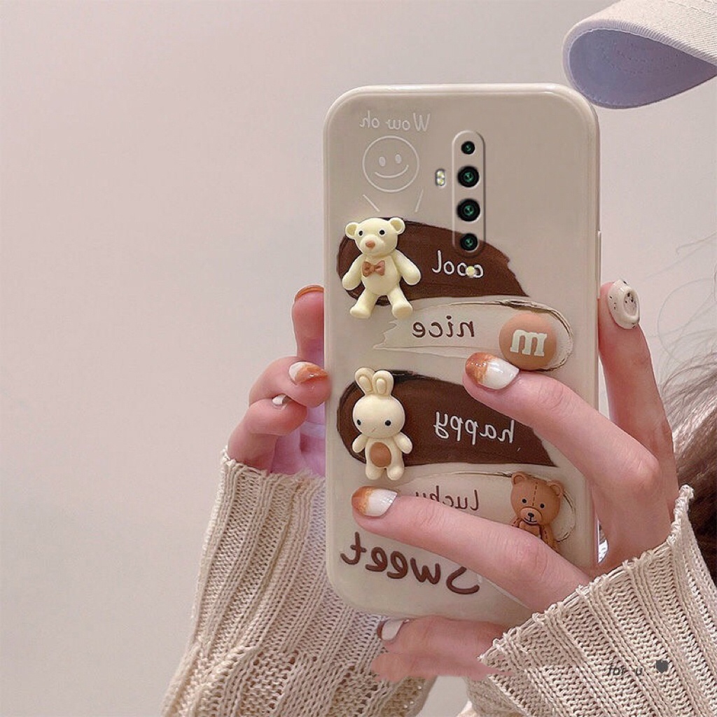 Ốp Điện Thoại Silicon Chống Rơi Họa Tiết Gấu Hoạt Hình Ba Chiều Cho OPPO Reno2F Reno5 Reno2 Reno OPPO