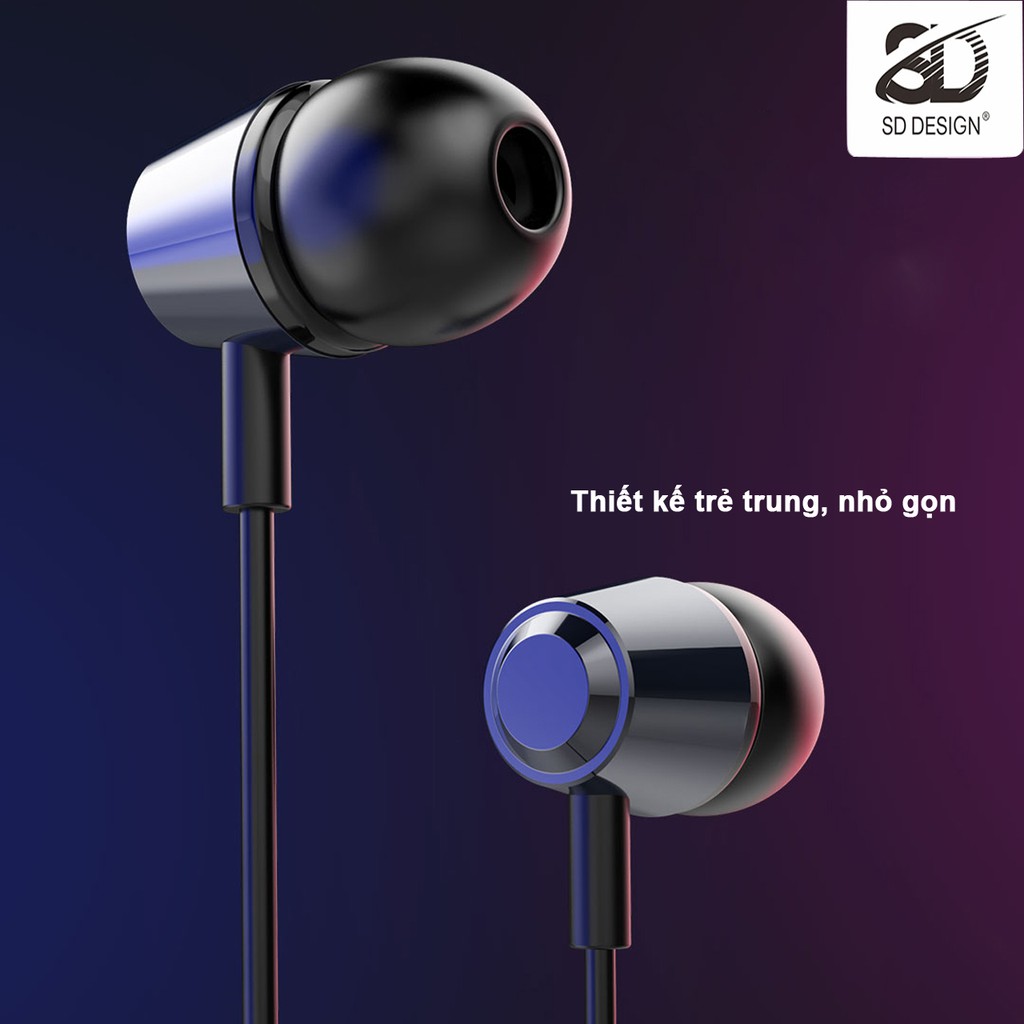 Tai nghe kỹ thuật số SD Design V99 tương thích các dòng điện thoại jack 3.5mm, có mic bảo hành Chính Hãng 1 đổi 1