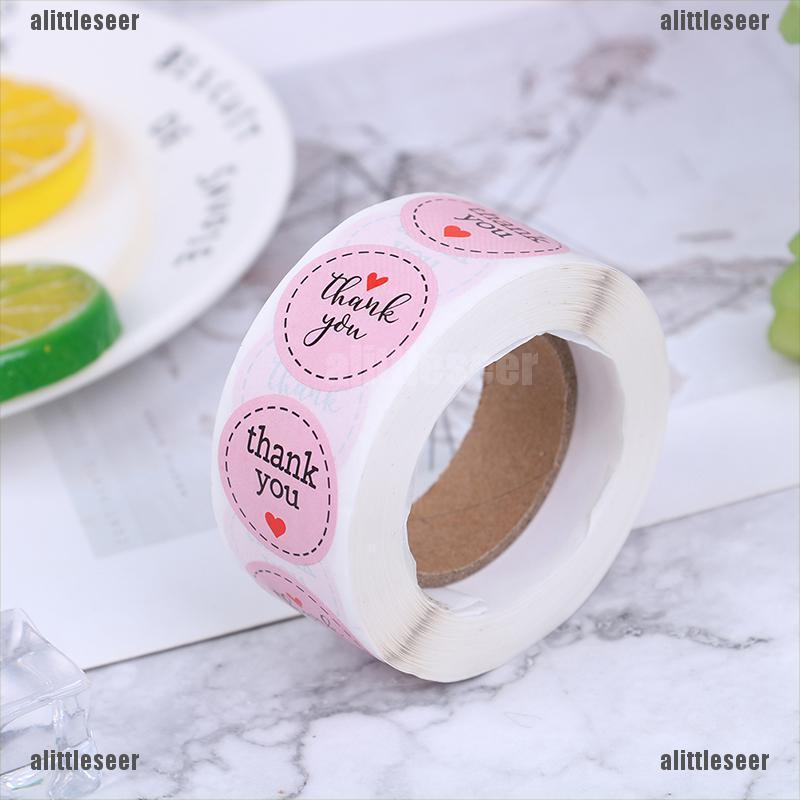 Set 500 Miếng Dán 1 inch Màu Hồng In Chữ Thank You Trang Trí Tiệc Cưới