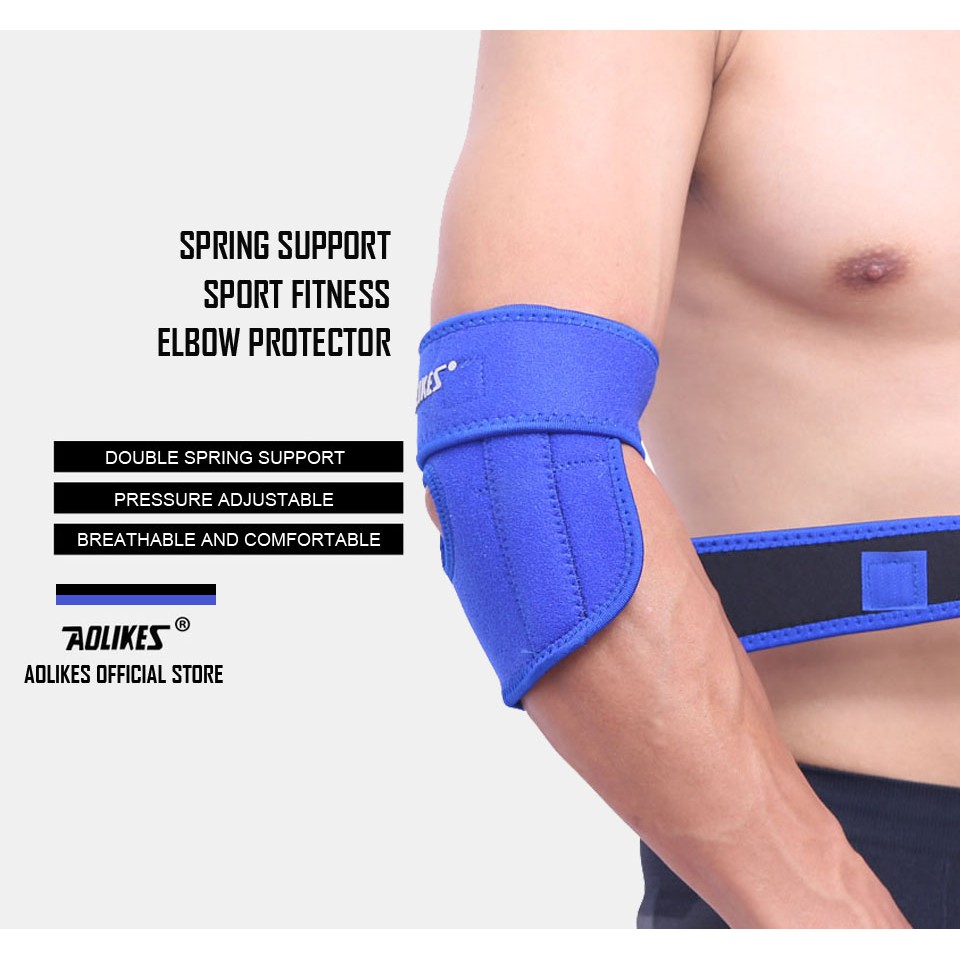 Đai bảo vệ khủy tay AOLIKES A-7946 có thanh thép đàn hồi hỗ trợ khớp spring sport elbow support protector