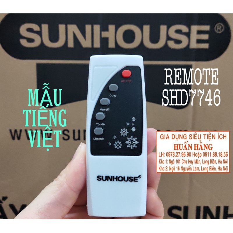 (MẪU MỚI-CHÍNH HÃNG) REMOTE, ĐIỀU KHIỂN TỪ XA QUẠT ĐIỀU HOÀ SUNHOUSE SHD7746