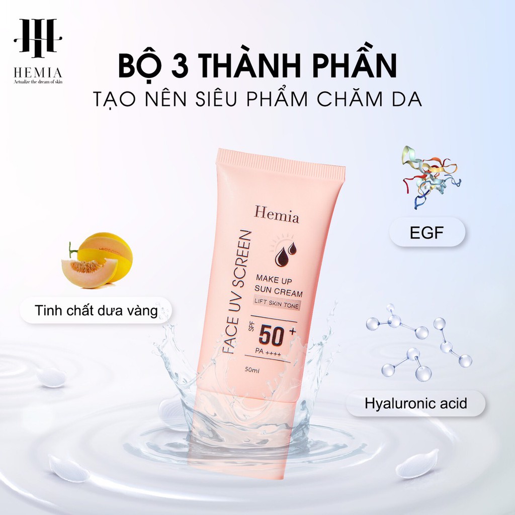 [Chính Hãng] Kem chống nắng Hemia Hàn Quốc-Dưỡng trắng make up bảo vệ da,chống lão hóa,kiềm dầu tốt,phù hợp mọi loại da | BigBuy360 - bigbuy360.vn