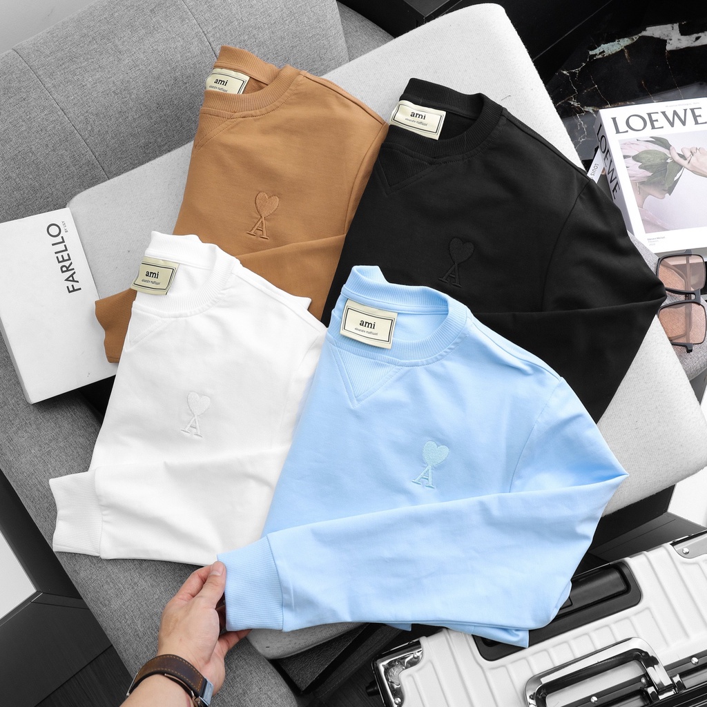 Áo Sweater tay dài thu đông chất nỉ da cá xuất dư , form unisex , bigsize 90kg - 3bros
