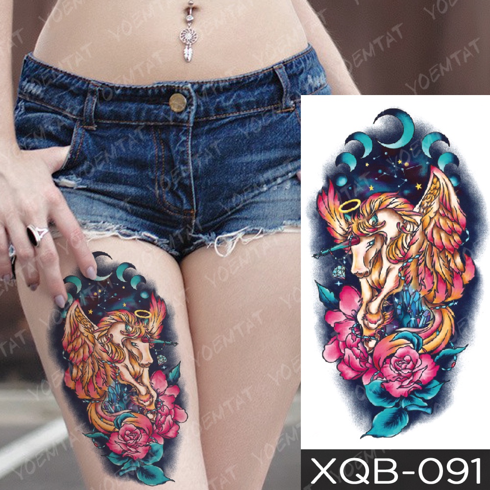 Hình Xăm Tạm Thời Chống Nước Hình La Bàn Mũi Tên Kỳ Lân Cây Hoa Lily Cho Nam Nữ