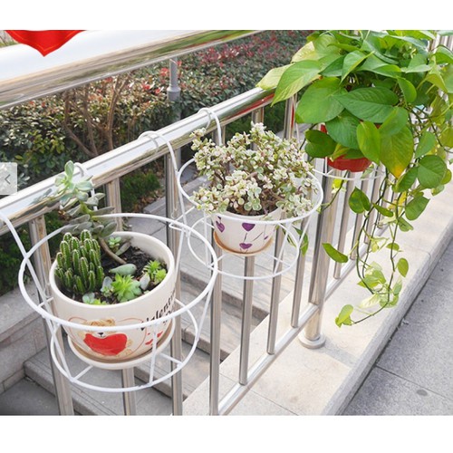 GIỎ SẮT Treo Chậu Hoa Ban Công Hình Tròn - Màu Đen