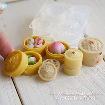 Khuôn silicone trong dẻo nặn thức ăn minifood nhà búp bê dollhouse xửng hấp steamer dimsum