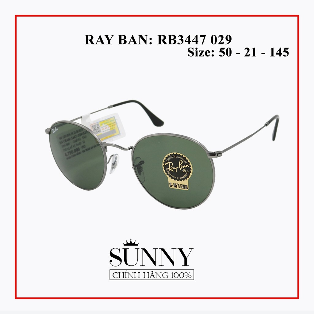 Mắt kính Rayban unisex RB3447 029, sp kèm tem chống hàng giả của bộ công an cấp