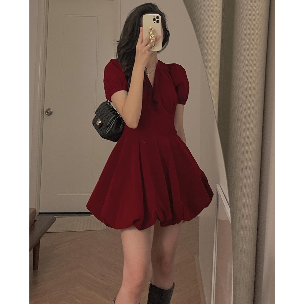 (ảnh thật) Audrey Váy nhung quả bí có đệm ngực 257 | BigBuy360 - bigbuy360.vn