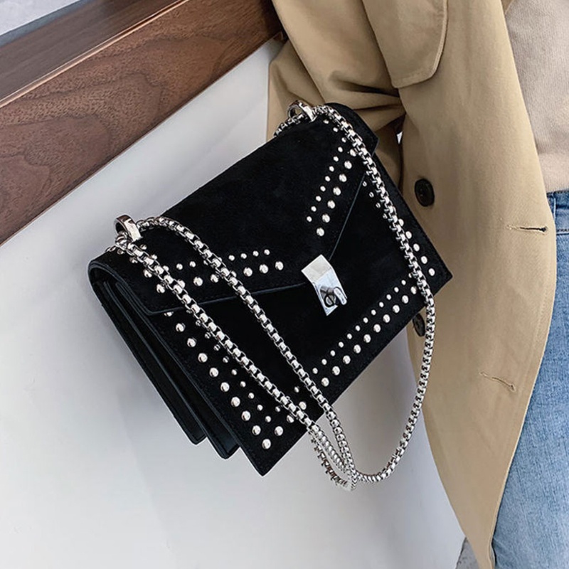 Túi Da Đeo Chéo Vai Có Dây Xích Kiểu Cổ Điển Cho Nữ