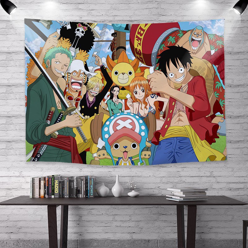 Anime phong cách Nhật Bản One Piece nền vải trong treo phòng ngủ sinh viên ký túc xá trang trí đầu giường sống tư