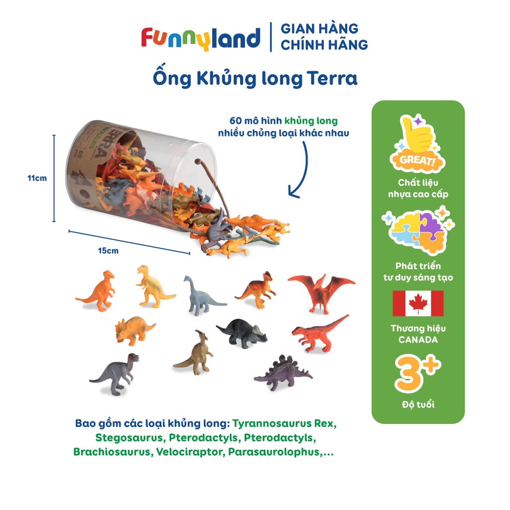 Đồ chơi mô hình động vật ống động vật Terra 60 con vật cho bé từ 3 tuổi