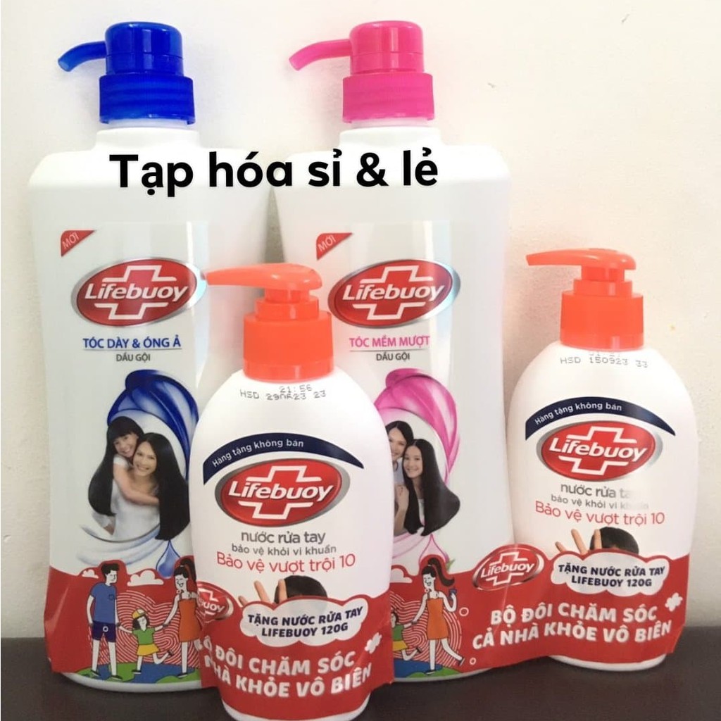 Dầu gội lifebuoy Hồng/ xanh 640g tặng kem đánh răng 80g