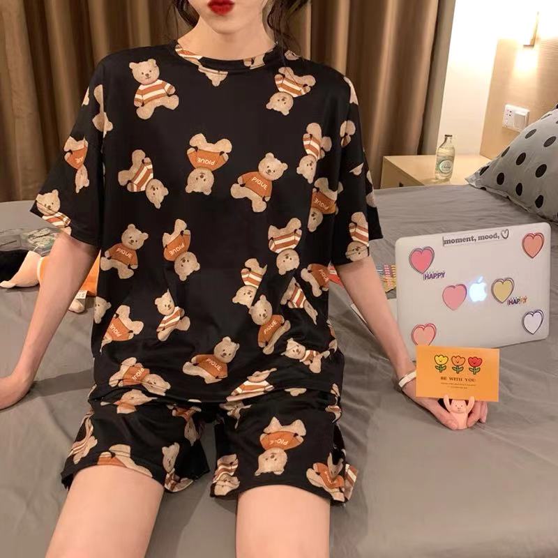 Bộ Đồ Ngủ Pijama Mặc Nhà, Thun Spandex In Hoạt Hình Áo Cộc Và Quần Ngắn Cute, Set Đồ Ngủ Dễ Thương, Đồ Bộ Nữ | BigBuy360 - bigbuy360.vn
