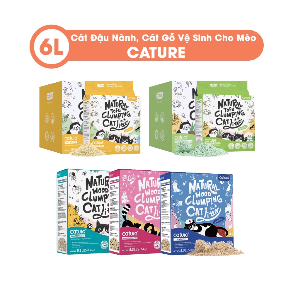 Cát Vệ Sinh Cho Mèo - Cát Gỗ, Cát Đậu Nành/Đậu Phụ Tofu CATURE (Túi 6L/2,4kg) - Khử Mùi, Vón Cục, Không Bết Đáy