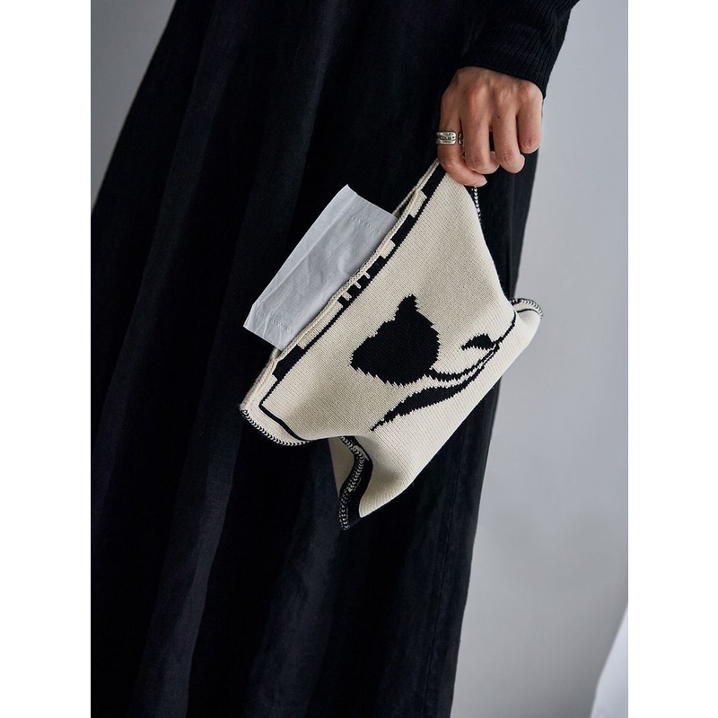 Hộp Đựng Khăn Giấy Bằng Vải Dệt Kim Cao Cấp Hình Hoa Tulip Phong Cách Bắc Âu