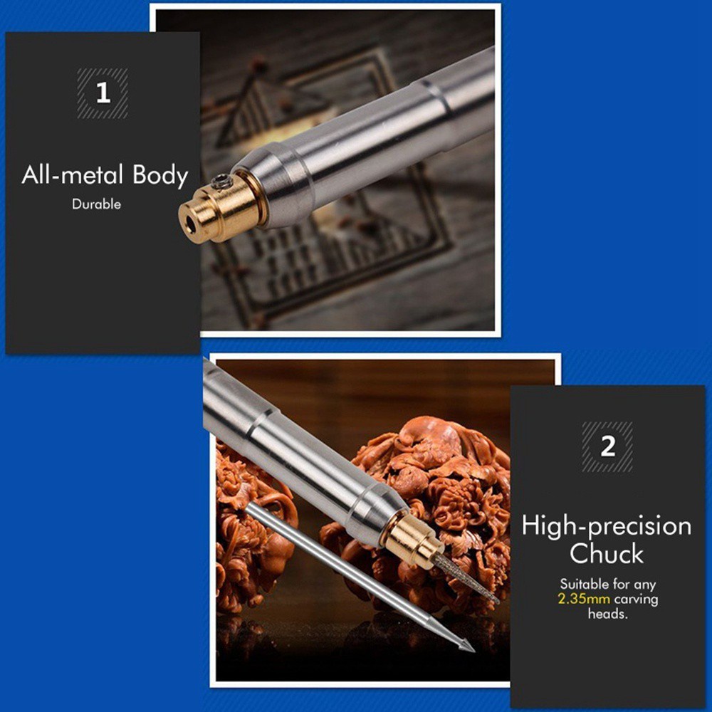 Bút Khắc Điện Mini Miquel 32000rpm Bằng Thép Không Gỉ 3.7v