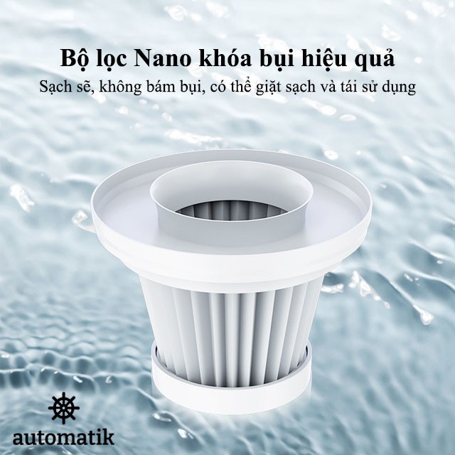 Máy Hút Bụi Ô Tô Không Dây Mini Cầm Tay cho Xe Hơi, Gia đình tặng kèm lõi lọc và túi M03 - Automatik | BigBuy360 - bigbuy360.vn