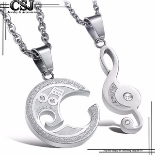 Dây chuyền cặp đôi tình nhân inox vòng tròn lồng nốt nhạc đẹp giá rẻ