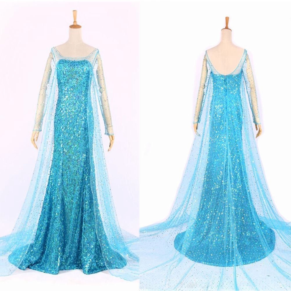Đầm hóa trang nữ hoàng băng giá Elsa màu xanh phim Frozen thiết kế đẹp mắt