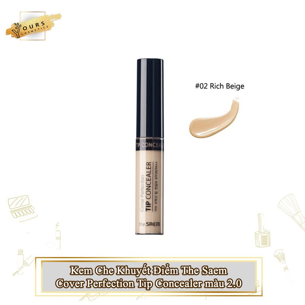 [Auth Hàn] Kem Che Khuyết Điểm The Saem Cover Perfection Tip Concealer màu 2.0