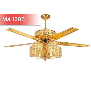 Quạt trần đèn trang trí cánh dài có đèn 1205+ Tặng bộ điều khiển từ xa cao cấp
