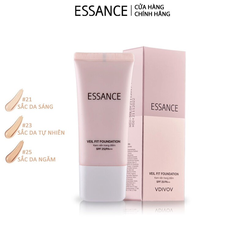 Kem Nền Essance Bền Màu Che Khuyết Điểm #23 Da Tự Nhiên 30ml Veil Fit Foundation SPF 25 PA++ #23