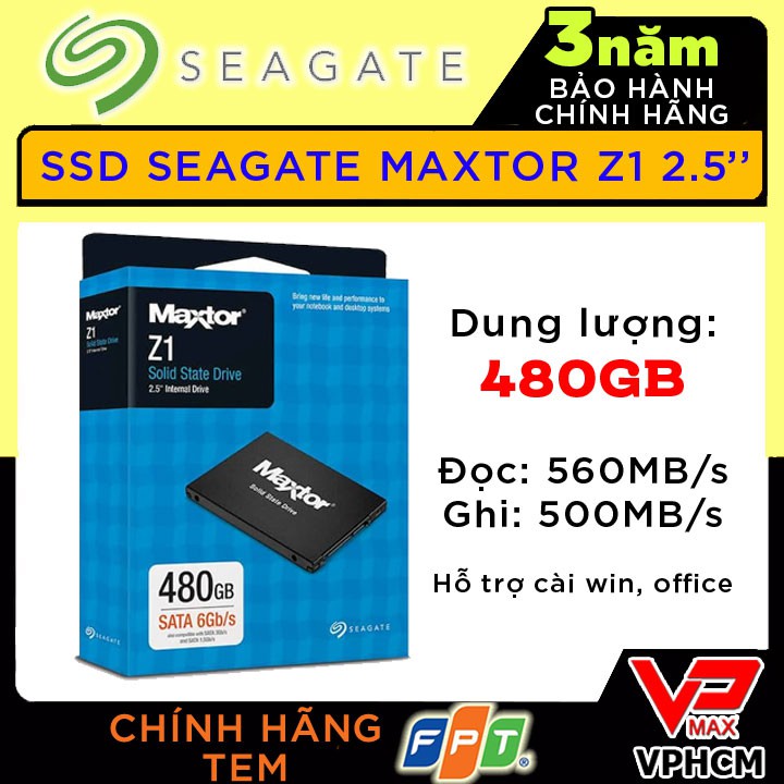 Ổ cứng SSD 480GB Seagate Maxtor Z1 bh 3 năm FPT tặng loa 2.0 LS - 1500 | BigBuy360 - bigbuy360.vn