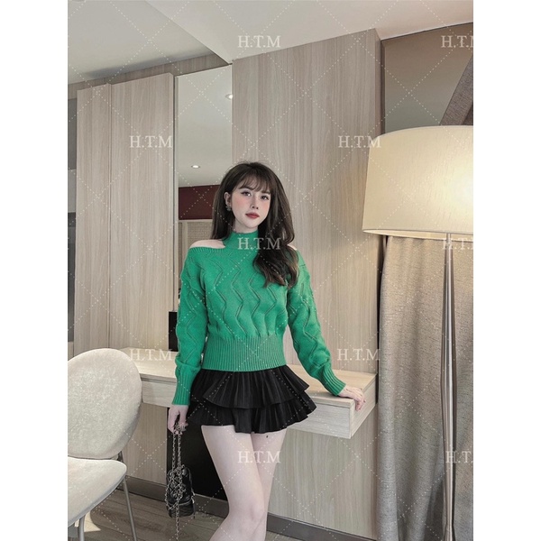 Áo Len Dài Tay Hở Vai Có 4 Màu Cực Xinh Phom Dáng Vừa Dễ Mix Đồ Hàng Đẹp Loại 1 | BigBuy360 - bigbuy360.vn