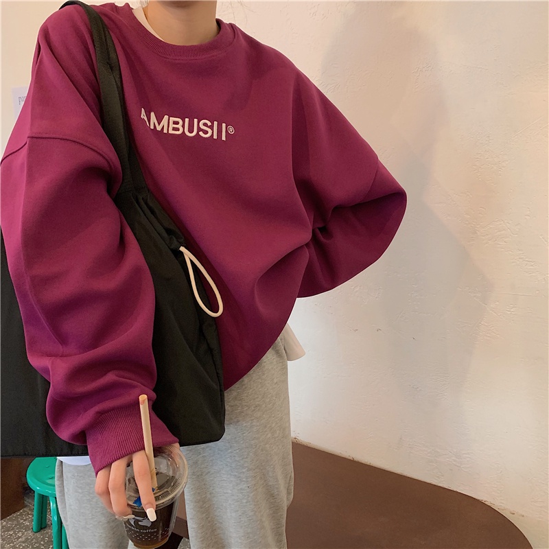 Áo sweater nữ tay dài in chữ phong cách Hàn Quốc