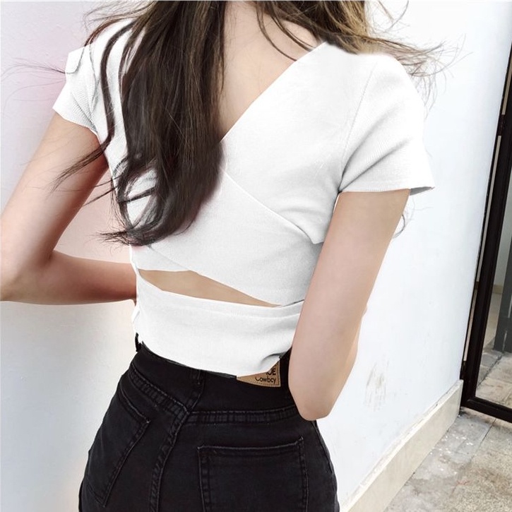 Áo Thun Ngắn Tay Hở Lưng Gợi Cảm Thời Trang Hàn Quốc Cho Nữ Áo phông Nữ NZ-TX-237