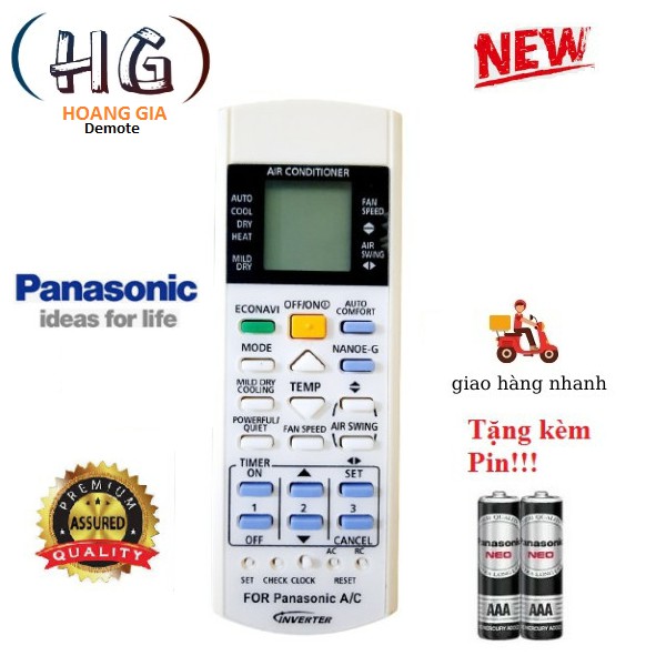 Điều khiển điều hòa Panasonic 1&2 chiều Inverter Nano Eco- Hàng tốt 100% Tặng kèm Pin!!!