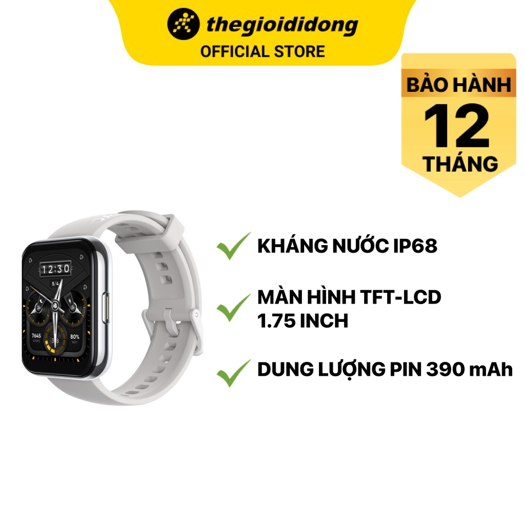 Đồng hồ thông minh Realme Watch 2 pro dây silicone bạc