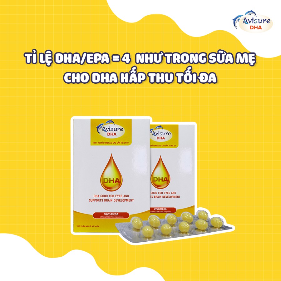 DHA tinh khiêt từ Na-Uy Avisure DHA (Hàm lượng tăng 1,5 lần) Hộp 40 viên