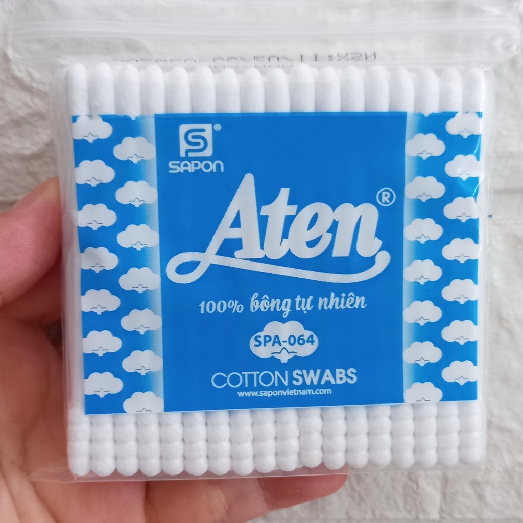 Tăm bông Aten kháng khuẩn người lớn, trẻ em vệ sinh tai mũi, bông ngoáy tai aten an toàn cho cả gia đình