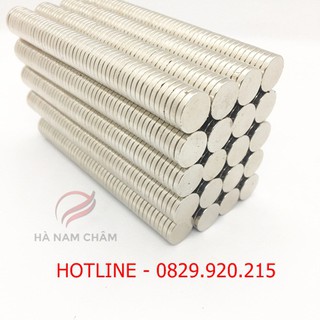 nam châm viên tròn phi 8mm dày 2mm mạ nikel