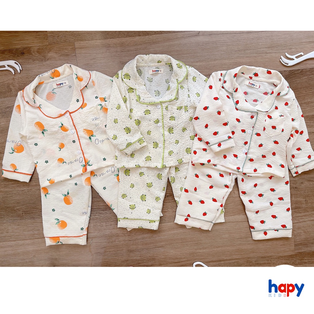 Bộ pijama cho bé gái chất, bộ ngủ dài tay mặc nhà cho bé từ 9-20kg Hapykids 22.Pija.01