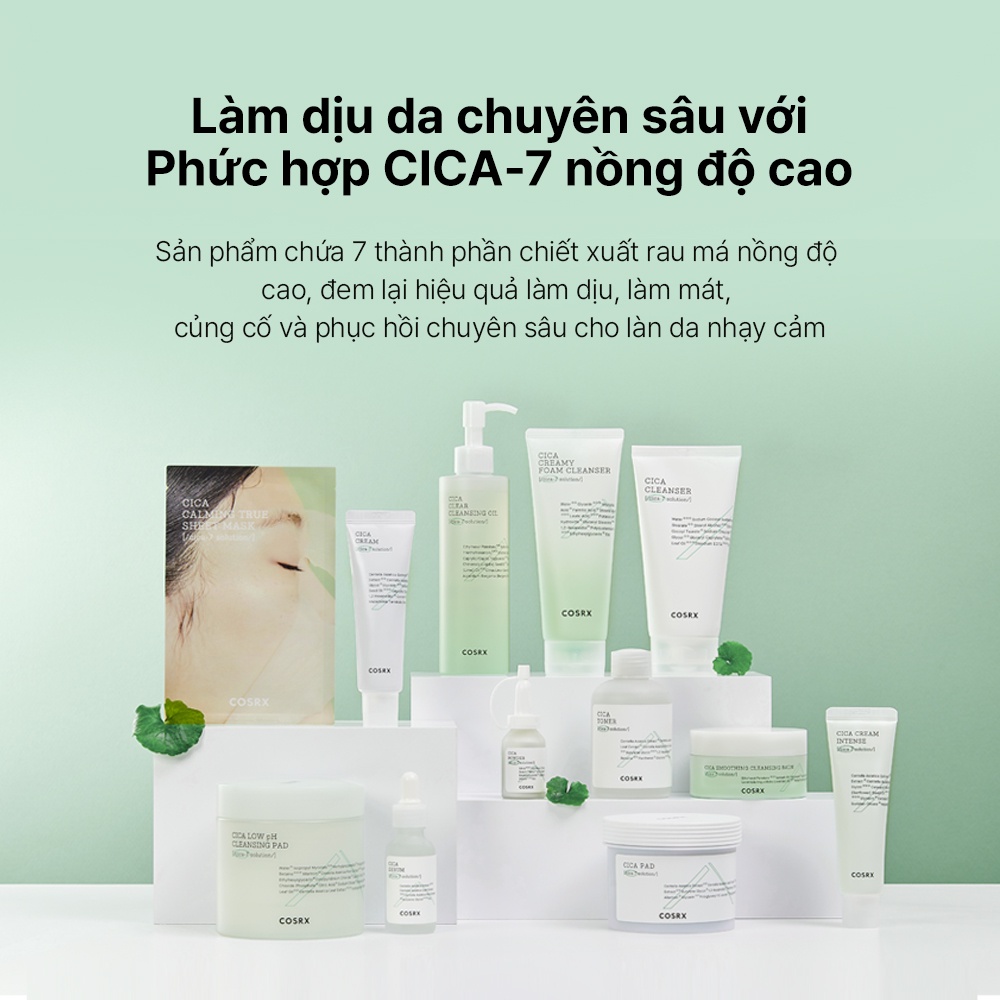 Set dưỡng da COSRX CICA-7 RELIEF KIT chiết xuất rau má gồm toner 30ml + tinh chất 10ml + kem dưỡng 15ml