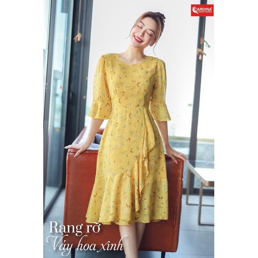 Đầm tơ hoa tà chéo Cardina cao cấp tay lỡ chiếc váy nhẹ nhàng kiêu sa tôn dáng 2 lớp kín đáo váy xoè nhẹ