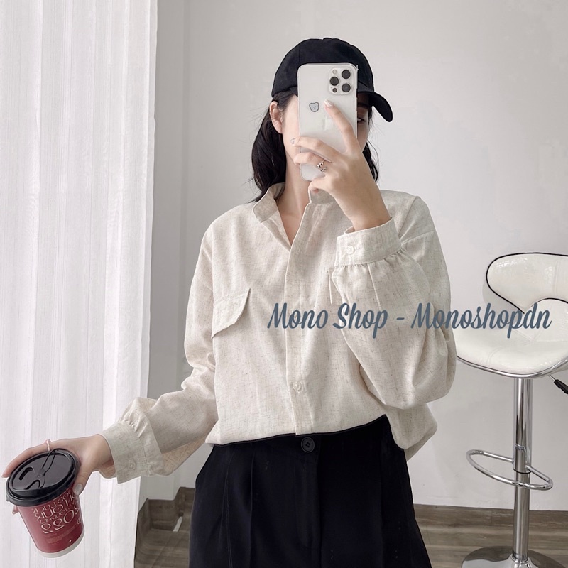 Áo sơ mi cổ trụ line túi nắp dài tay hàng đẹp Ảnh thật/ sẵn