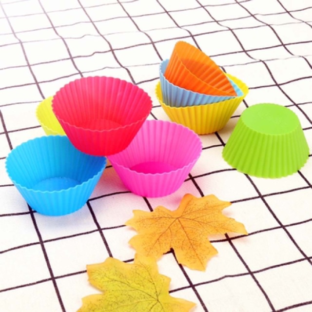 Khuôn silicon hình tròn, sao, trái tim làm bánh cupcake, muffin và ăn dặm cho bé