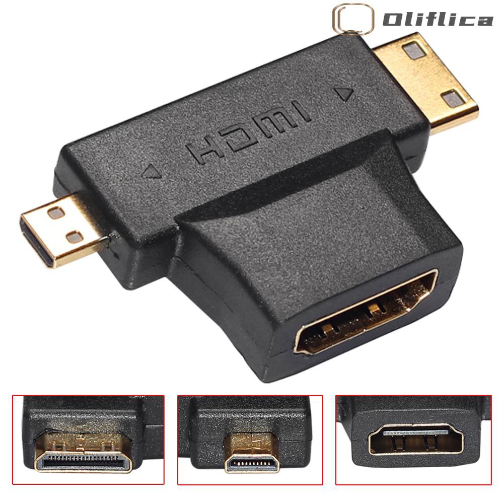 Mới Bộ Chuyển Đổi Hdmi 3 X Hdmi Sang Mini Micro Hdmi 2 Trong 1 90 Độ