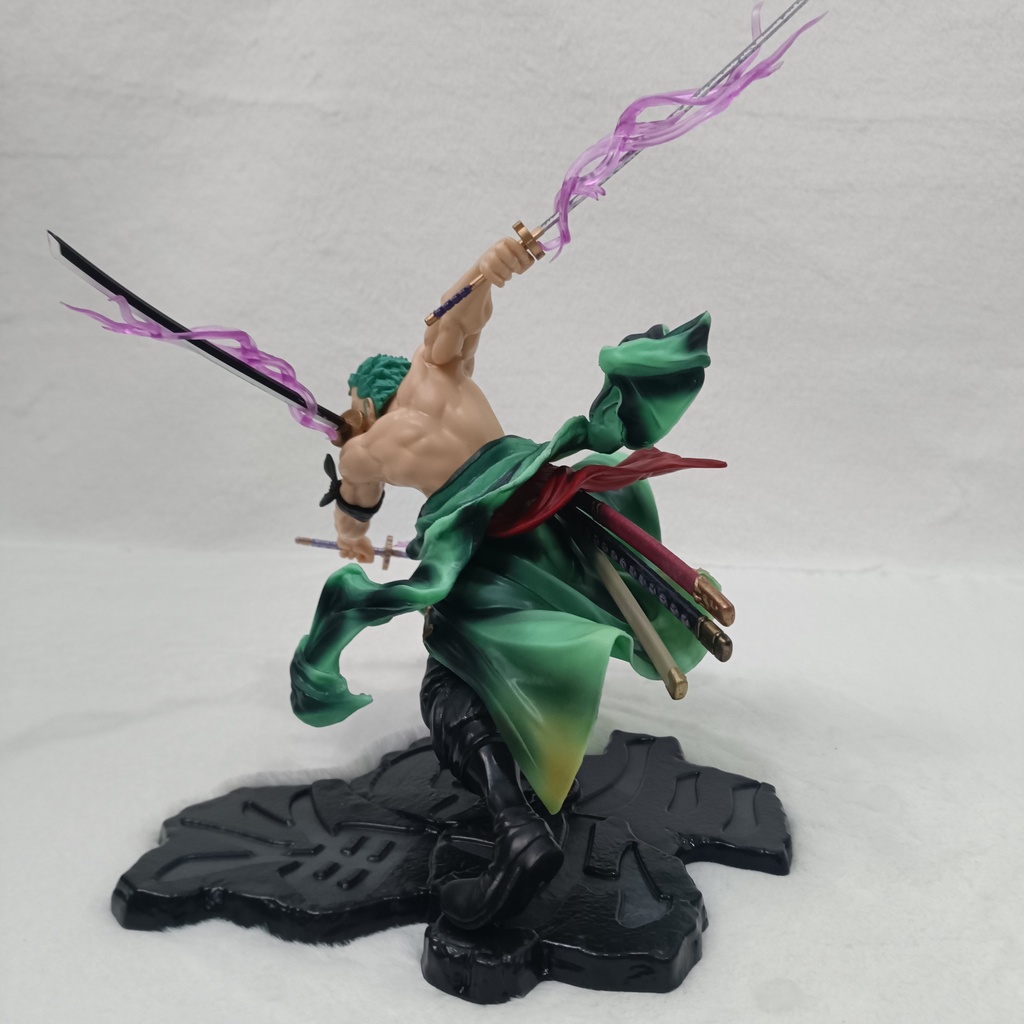 Mô hình nhân vật One Piece Zoro 3000 thế giới cao cấp - Mô hình Zoro 3 kiếm, hiệu ứng Hắc Kiếm, Figure anime One Piece