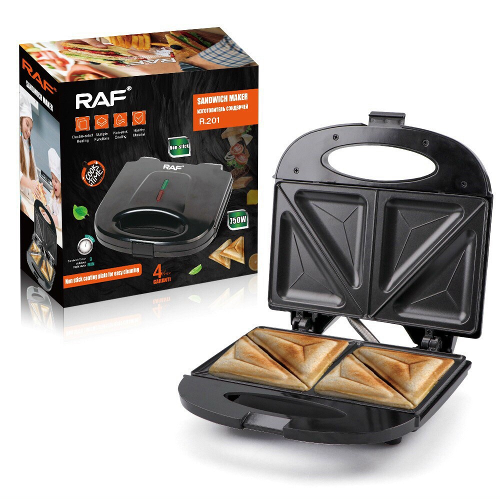 máy nướng bánh mì mini làm đồ ăn sáng-máy kẹp nướng bánh mì làm bánh kèm khuôn thiết kế chống bỏng RAF