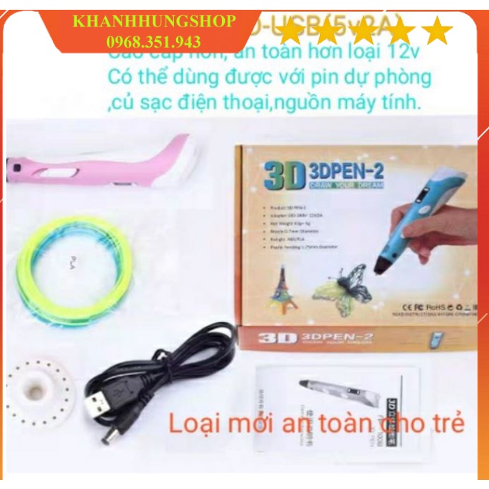 Bút Vẽ 3D,bút in 3D, máy in mực nhựa cầm tay Thế Hệ 2