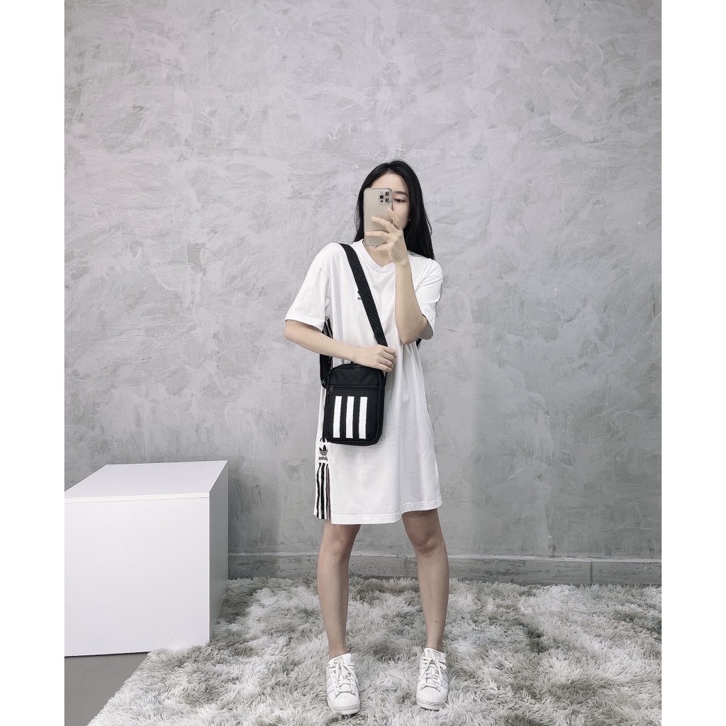 Túi đeo chéo Mini nam nữ Thời trang màu đen - Mini Bag - ESSENTIALS 3 - STRIPES GN1928